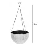 Casa si Gradina - Gradinarit si plante - Plante si ghivece - Ghivece si suporturi - Ghiveci de flori cu agatatoare metalica, 26x16 cm, alb - Infinity.ro