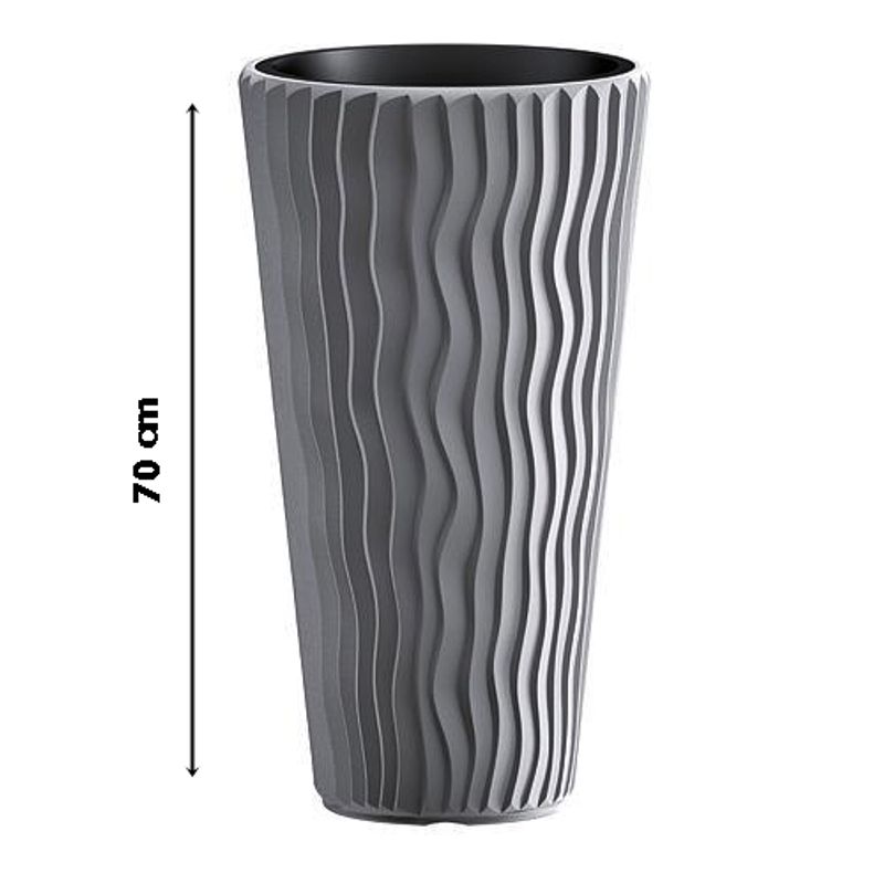 Casa si Gradina - Gradinarit si plante - Plante si ghivece - Ghivece si suporturi - Ghiveci pentru flori SGTT RoundSandy diametru 38 cm,inaltime 70 cm,argintiu - Infinity.ro