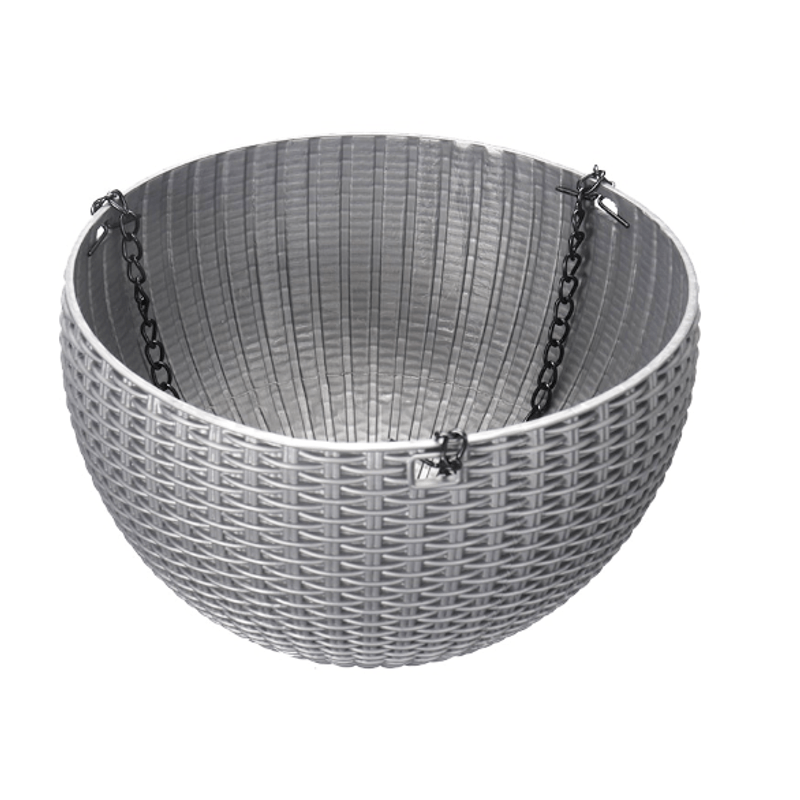 Casa si Gradina - Gradinarit si plante - Plante si ghivece - Ghivece si suporturi - Ghiveci de flori cu agatatoare metalica, 26x16 cm , gri - Infinity.ro