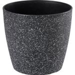 Casa si Gradina - Gradinarit si plante - Plante si ghivece - Ghivece si suporturi - Ghiveci pentru flori din plastic rezistent, culoare neagra, Stone Effect, diametru 35 cm, inaltime 35 cm, cu scurgere - Infinity.ro