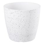 Casa si Gradina - Gradinarit si plante - Plante si ghivece - Ghivece si suporturi - Ghiveci pentru flori din plastic rezistent, culoare alba, Stone Effect, diametru 28 cm, inaltime 26 cm, cu scurgere - Infinity.ro