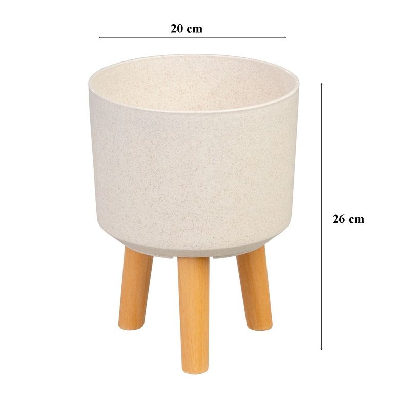 Casa si Gradina - Gradinarit si plante - Plante si ghivece - Ghivece si suporturi - Ghiveci plastic cu 3 picioare pentru flori, WhiteWheat, capacitate 3.75 litri, 20x26 cm - Infinity.ro