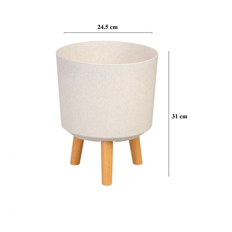 Casa si Gradina - Gradinarit si plante - Plante si ghivece - Ghivece si suporturi - Ghiveci plastic cu 3 picioare pentru flori, WhiteWheat, capacitate 7.75 litri, 24.5x31 cm - Infinity.ro