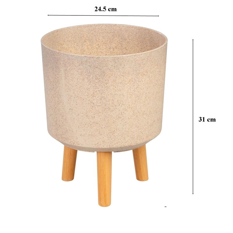 Casa si Gradina - Gradinarit si plante - Plante si ghivece - Ghivece si suporturi - Ghiveci plastic cu 3 picioare pentru flori, BambooFiber, capacitate 7.75 litri, 24.5x31 cm - Infinity.ro