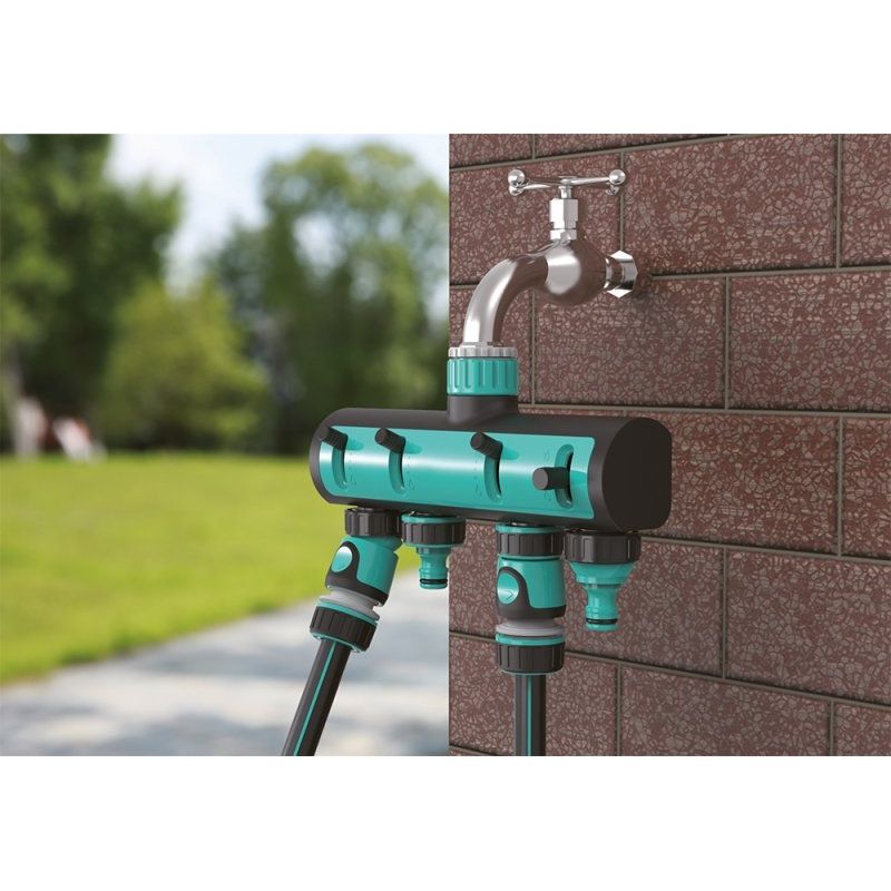 Casa si Gradina - Gradinarit si plante - Instalatii si accesorii pentru irigatii - Furtunuri de gradina si accesorii - Adaptor robinet 3/4, cu 4 iesiri furtun, comutator on/off - Infinity.ro