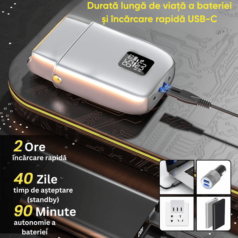 Ingrijire personala si Cosmetice - Aparate & accesorii ingrijire personala - Aparate de ras si tuns - Aparate de ras electrice - Aparat Ras Electric 4D BIRAI® AlphaX, 8500 RPM, 3 Viteze, USB, Waterproof, LCD, Lame Duble, Umed/Uscat - Infinity.ro
