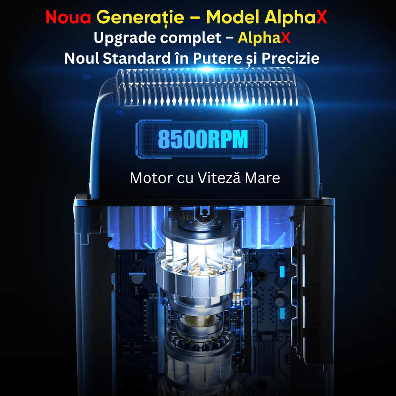 Ingrijire personala si Cosmetice - Aparate & accesorii ingrijire personala - Aparate de ras si tuns - Aparate de ras electrice - Aparat Ras Electric 4D BIRAI® AlphaX, 8500 RPM, 3 Viteze, USB, Waterproof, LCD, Lame Duble, Umed/Uscat - Infinity.ro
