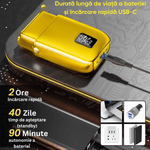 Ingrijire personala si Cosmetice - Aparate & accesorii ingrijire personala - Aparate de ras si tuns - Aparate de ras electrice - Aparat Ras Electric 4D BIRAI® AlphaX, 8500 RPM, 3 Viteze, USB, Waterproof, LCD, Lame Duble, Umed/Uscat, Auriu - Infinity.ro