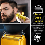 Ingrijire personala si Cosmetice - Aparate & accesorii ingrijire personala - Aparate de ras si tuns - Aparate de ras electrice - Aparat Ras Electric 4D BIRAI® AlphaX, 8500 RPM, 3 Viteze, USB, Waterproof, LCD, Lame Duble, Umed/Uscat, Auriu - Infinity.ro