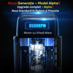 Ingrijire personala si Cosmetice - Aparate & accesorii ingrijire personala - Aparate de ras si tuns - Aparate de ras electrice - Aparat Ras Electric 4D BIRAI® AlphaX, 8500 RPM, 3 Viteze, USB, Waterproof, LCD, Lame Duble, Umed/Uscat, Auriu - Infinity.ro