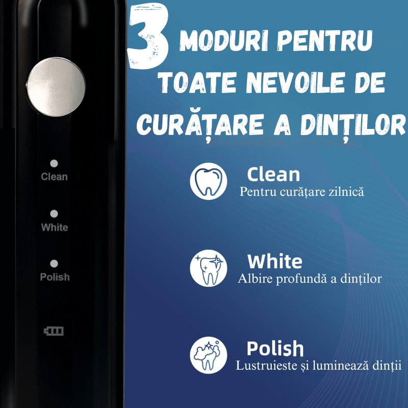 Ingrijire personala si Cosmetice - Igiena dentara - Periute de dinti electrice - Periuta Electrica 360° Sonic, Cap U, Albire, Wireless, 60 Zile Autonomie, Curatare Dinti si Gingii - Infinity.ro