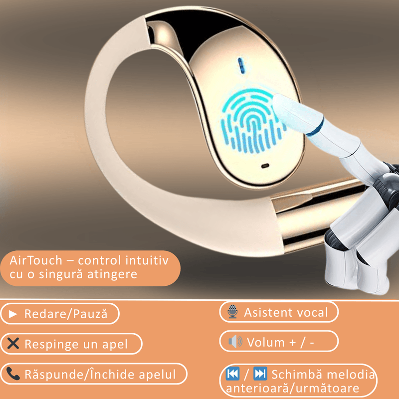 TV, Audio-Video si Foto - Portabile audio - Casti audio - Casti wireless open-ear, traducere AI in timp real, 144 limbi, afisaj digital, bluetooth 5.4 dual-mode, Bej - Infinity.ro