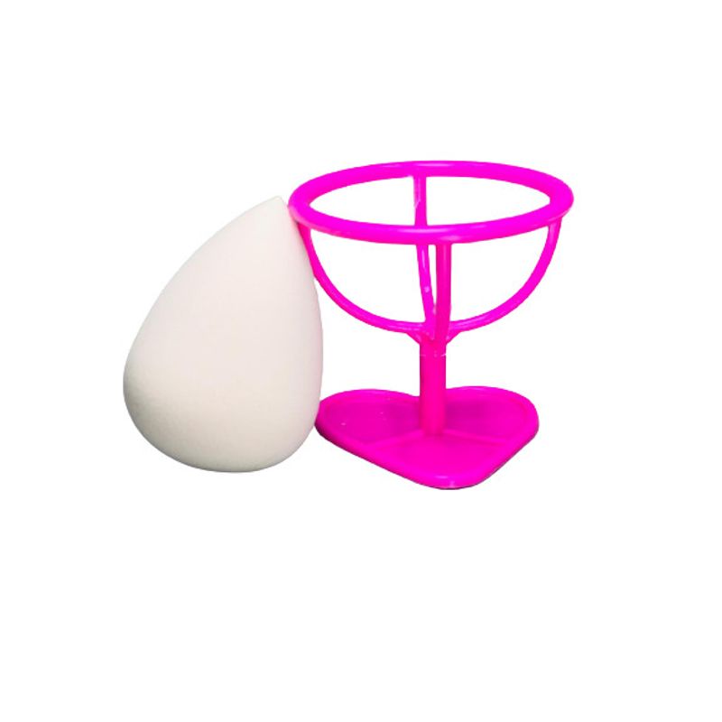 Ingrijire personala si Cosmetice - Machiaj - Aplicatoare si pensule machiaj - Set Burete Machiaj si Suport Makeup, Alb - Infinity.ro