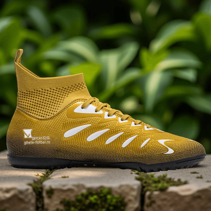 Sport si Outdoor - Echipament Sportiv - Incaltaminte sport - Ghete si bocanci - Ghete de fotbal MBrands, 8.8 cu glezna pentru teren sintetic, galben 44 - Infinity.ro