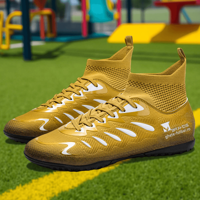 Sport si Outdoor - Echipament Sportiv - Incaltaminte sport - Ghete si bocanci - Ghete de fotbal MBrands, 8.8 cu glezna pentru teren sintetic, galben 44 - Infinity.ro