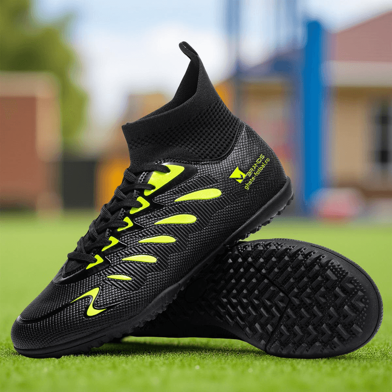 Sport si Outdoor - Echipament Sportiv - Incaltaminte sport - Ghete si bocanci - Ghete de fotbal MBrands, 8.8 cu glezna pentru teren sintetic, negru 39 - Infinity.ro