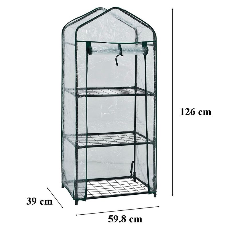 Casa si Gradina - Gradinarit si plante - Sere si solarii - Minisera tip solar pentru rasaduri si gradina, structura metalica si PVC, 3 rafturi, folie protectie UV, 59.8x39x126 cm - Infinity.ro