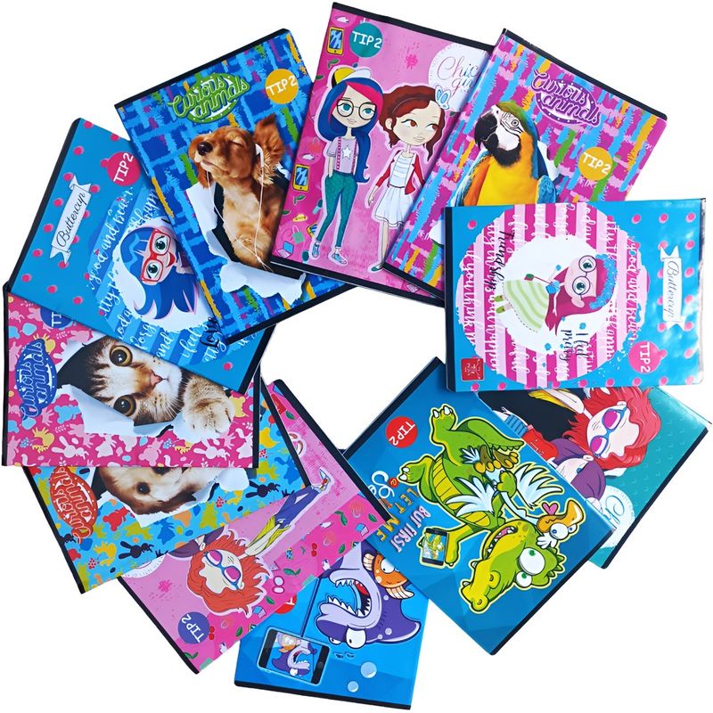 Carti si Birotica - Rechizite - Caiete - Caiete tip 1 si 2 - Set de 5 Caiete Tip 2, Linomag®, Pentru invatamantul primar, Modele pentru fete, A5, 24 File, 70g/m², Multicolor - Infinity.ro