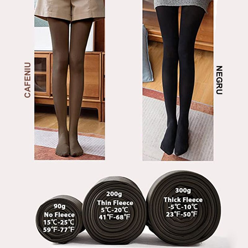 Fashion, accesorii si bijuterii - Femei - Lenjerie si pijamale femei - Sosete si ciorapi femei - Colanti termici tip ciorap, Imblaniti, Grosime 300g, One Size, Negru - Infinity.ro