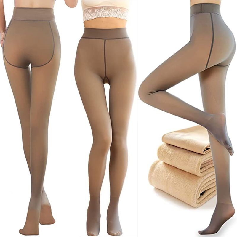 Fashion, accesorii si bijuterii - Femei - Lenjerie si pijamale femei - Sosete si ciorapi femei - Colanti termici tip ciorap, Imblaniti, Grosime 300g, One Size, Caffee - Infinity.ro