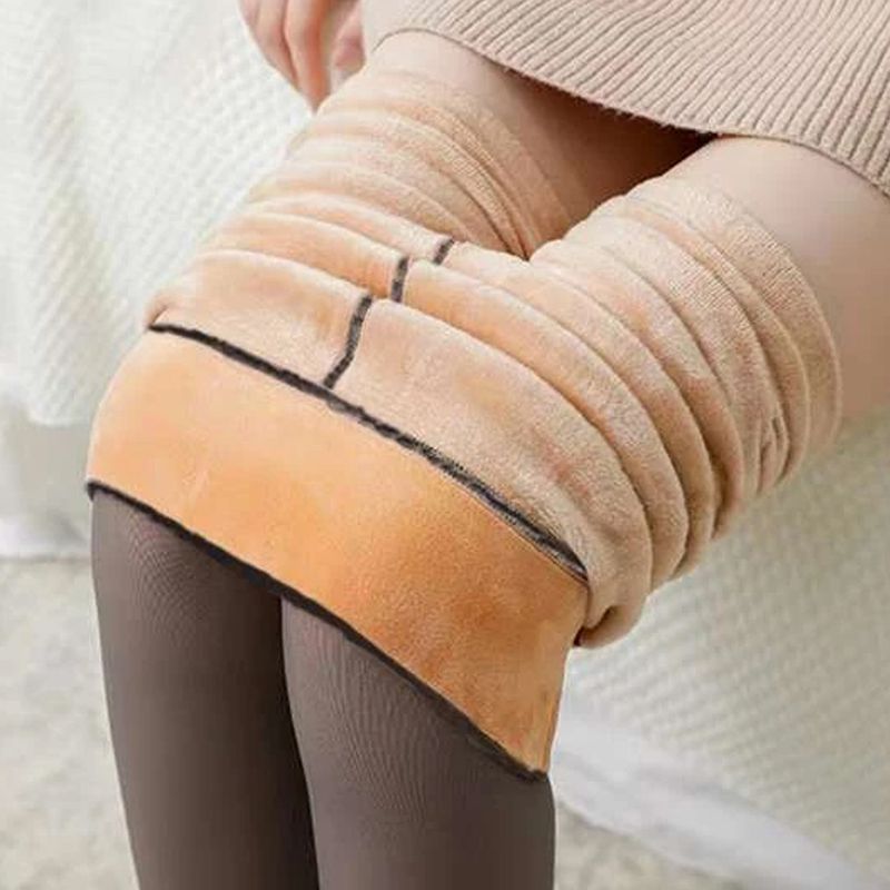 Fashion, accesorii si bijuterii - Femei - Lenjerie si pijamale femei - Sosete si ciorapi femei - Colanti termici tip ciorap, Imblaniti, Grosime 300g, One Size, Caffee - Infinity.ro