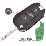 Auto si Moto - Electronice auto - Accesorii electronice auto - Cheie auto completa si programabila Techstar, compatibila cu Citroen Peugeot, 3 butoane, 433MHz, - Infinity.ro