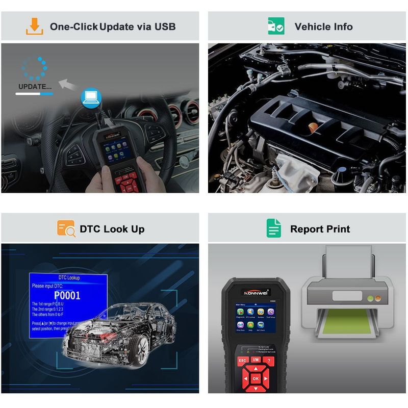 Auto si Moto - Reparatii si depanare - Sisteme de diagnoza - Tester diagnoza auto OBD2 Konnwei KW850, citire/stergere erori, test EVAP, senzor O2, baterie, - Infinity.ro