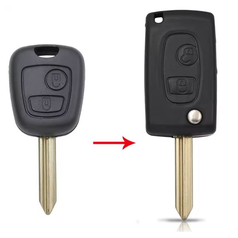 Auto si Moto - Electronice auto - Accesorii electronice auto - Carcasa Cheie Auto Transformatoare in Flip, cu 2 Butoane, Upgrade cu Lama SX9 pentru Citroen Saxo, - Infinity.ro