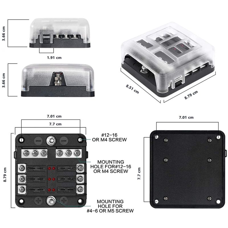 Auto si Moto - Reparatii si depanare - Scule auto - Scule si truse auto - Panou sigurante auto cu 6 circuite, 12V/24V, cu bara negativa, capac protectie, etichete si - Infinity.ro