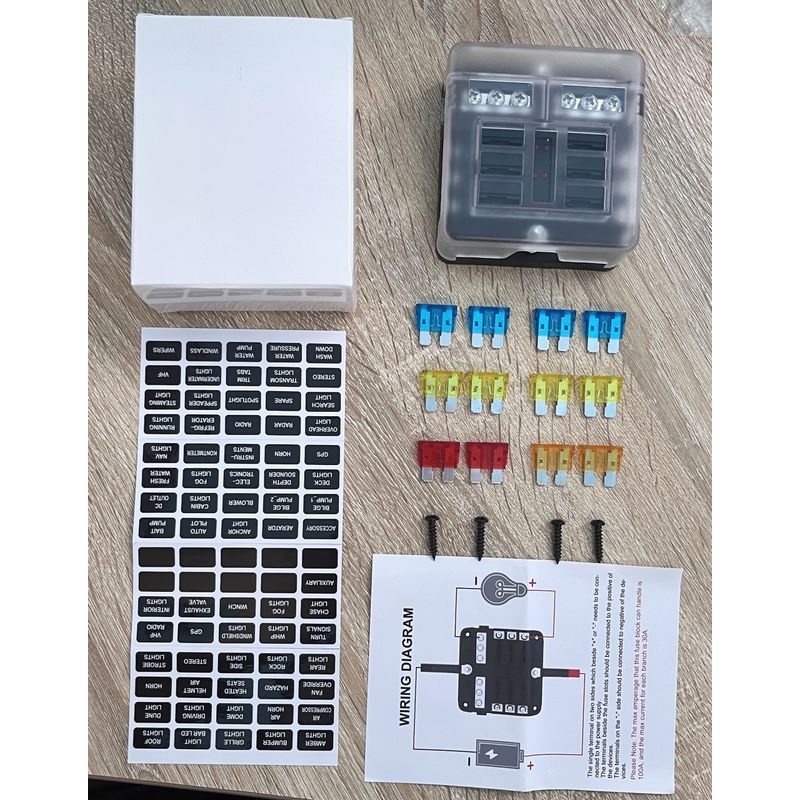 Auto si Moto - Reparatii si depanare - Scule auto - Scule si truse auto - Panou sigurante auto cu 6 circuite, 12V/24V, cu bara negativa, capac protectie, etichete si - Infinity.ro