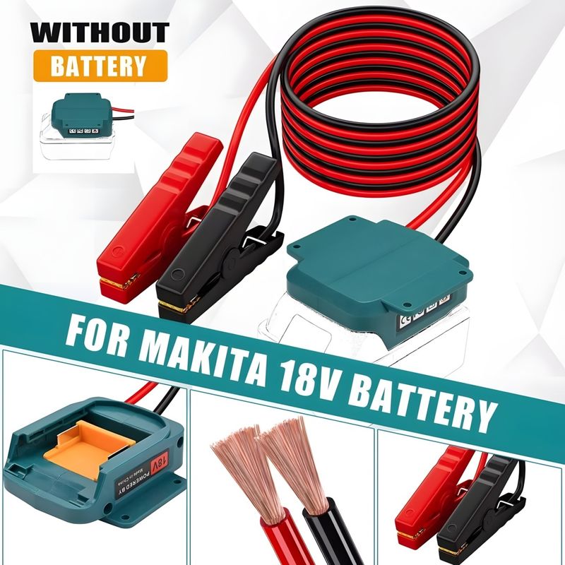 Auto si Moto - Reparatii si depanare - Scule auto - Scule si truse auto - Cablu Pornire Motor Auto cu Clesti si Adaptor pentru Baterii Makita 18V – Starter Portabil 1.8m, ABS, 8AWG, Fara Baterie - Infinity.ro