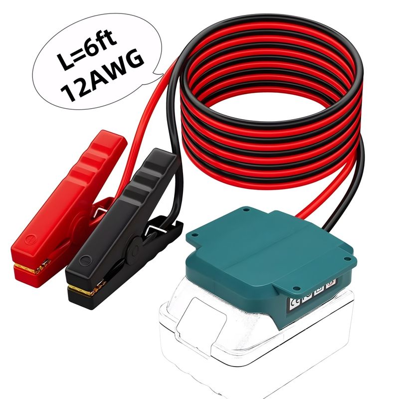 Auto si Moto - Reparatii si depanare - Scule auto - Scule si truse auto - Cablu Pornire Motor Auto cu Clesti si Adaptor pentru Baterii Makita 18V – Starter Portabil 1.8m, ABS, 8AWG, Fara Baterie - Infinity.ro
