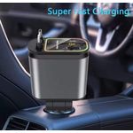 Auto si Moto - Electronice auto - Accesorii electronice auto - Incarcator Auto 4 in 1 pentru Bricheta cu Cabluri Retractabile Type-C iPhone USB-A/USB-C Proiectie LED Fast Charge - Infinity.ro