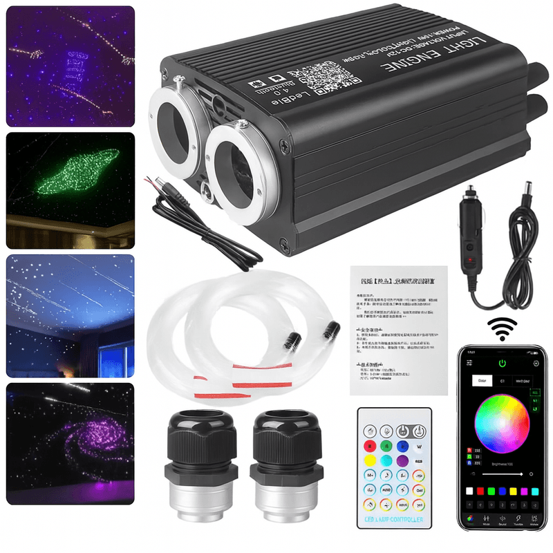Auto si Moto - Electrice auto - Iluminare si semnalizare - Lumini ambientale - Kit Fibra Optica Plafon Instelat Auto 900 fibre TWINKLE si 10 Comete Incluse -120 fibre RGBW 1020 Fire lungime 3M - Infinity.ro