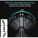 Auto si Moto - Electronice auto - Accesorii electronice auto - Incarcator Auto 4 in 1 pentru Bricheta cu Cabluri Retractabile Type-C iPhone USB-A/USB-C Proiectie LED Fast Charge - Infinity.ro