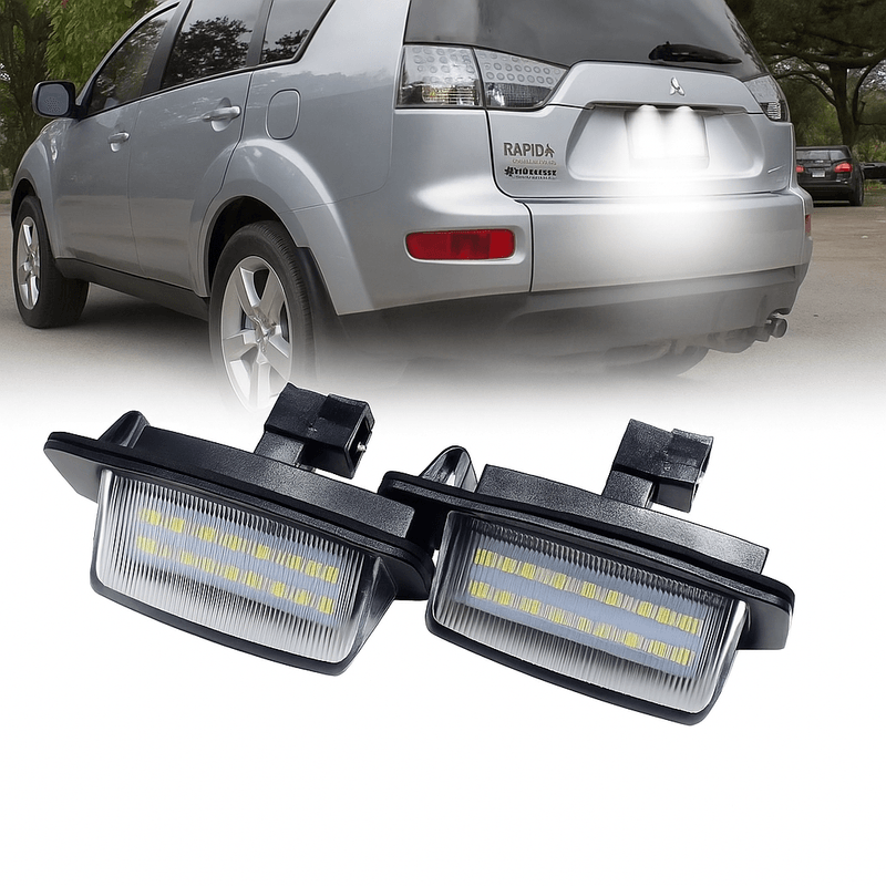 Auto si Moto - Electrice auto - Iluminare si semnalizare - Lumini ambientale - Set 2 Lampi LED Numar Inmatriculare Auto 6000K Canbus Mitsubishi Outlander Lancer Eclipse Peugeot 4007 ION Citroen - Infinity.ro