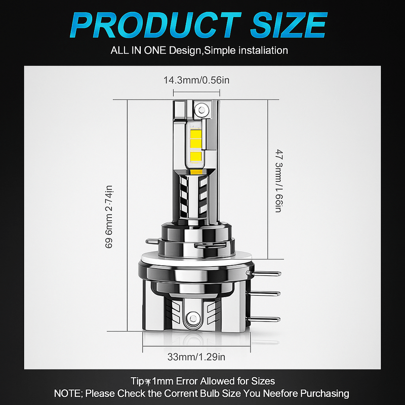 Auto si Moto - Electrice auto - Iluminare si semnalizare - Becuri auto - Set 2 Becuri LED Auto H15 30000LM DRL Faza Lunga Scurta 6000K Canbus Plug & Play IP68 Aluminiu, Canbus, fara eroare - Infinity.ro