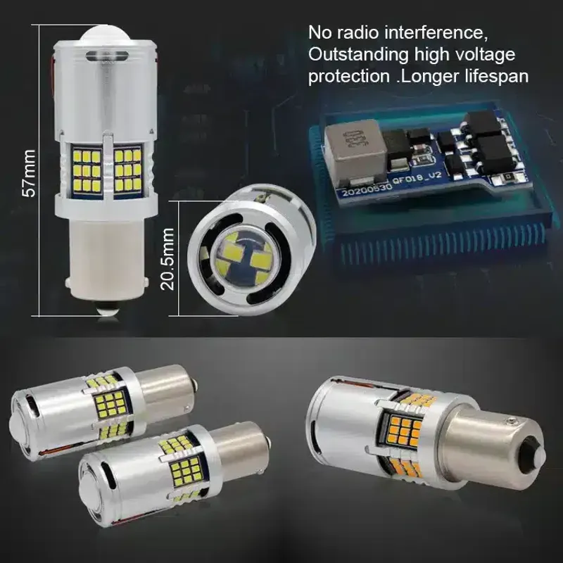 Auto si Moto - Electrice auto - Iluminare si semnalizare - Becuri auto - Bec LED Auto P21W BA15S 1156 cu Lupa si 60 LED-uri Culoare Alba 6000K pentru Marsarier DRL lumini de zi CANBUS 30W - Infinity.ro