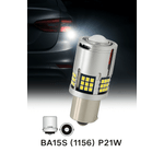 Auto si Moto - Electrice auto - Iluminare si semnalizare - Becuri auto - Bec LED Auto P21W BA15S 1156 cu Lupa si 60 LED-uri Culoare Alba 6000K pentru Marsarier DRL lumini de zi CANBUS 30W - Infinity.ro