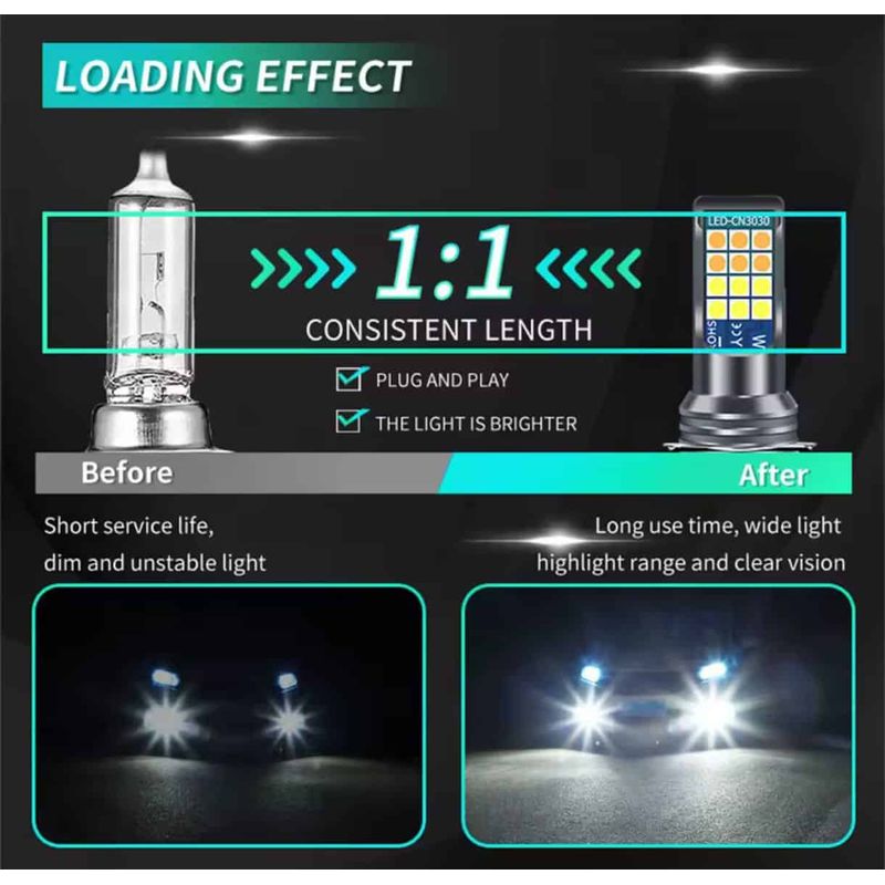 Auto si Moto - Electrice auto - Iluminare si semnalizare - Becuri auto - Set 2 Becuri Auto LED pentru Proiectoare Ceata H8/H11, 24SMD, 60W Lumina Alba si Galbena, 6000K/3000K ,12V - Infinity.ro