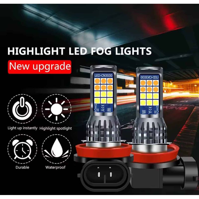 Auto si Moto - Electrice auto - Iluminare si semnalizare - Becuri auto - Set 2 Becuri Auto LED pentru Proiectoare Ceata H8/H11, 24SMD, 60W Lumina Alba si Galbena, 6000K/3000K ,12V - Infinity.ro