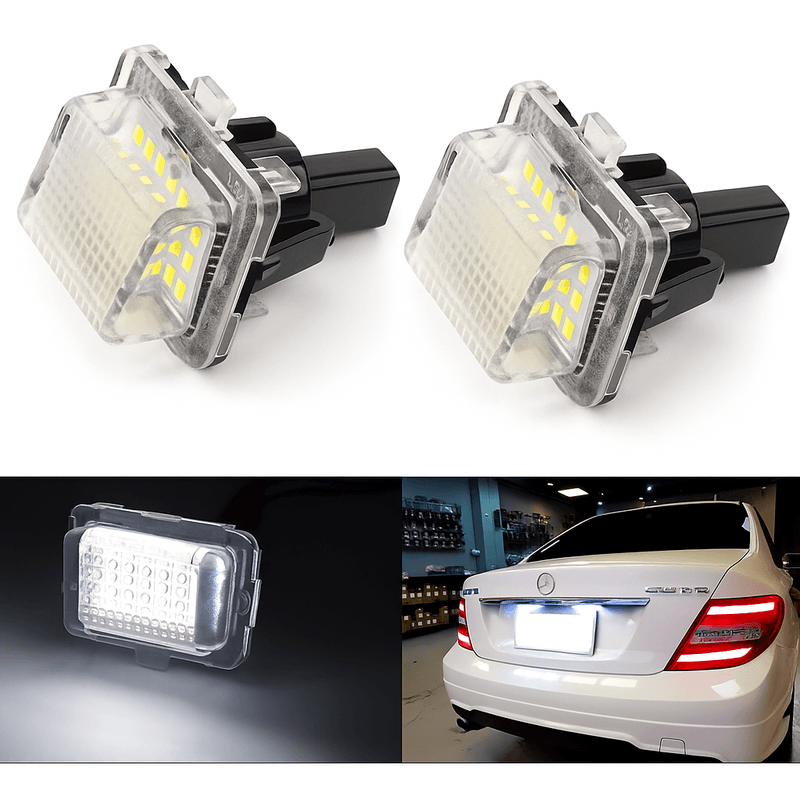 Auto si Moto - Electrice auto - Iluminare si semnalizare - Lumini ambientale - Set 2 Lampi LED Numar Auto Mercedes Benz W204 W221 W212 W222 BRABUS 18LED 2835 6500K Canbus, Fara Eroare - Infinity.ro