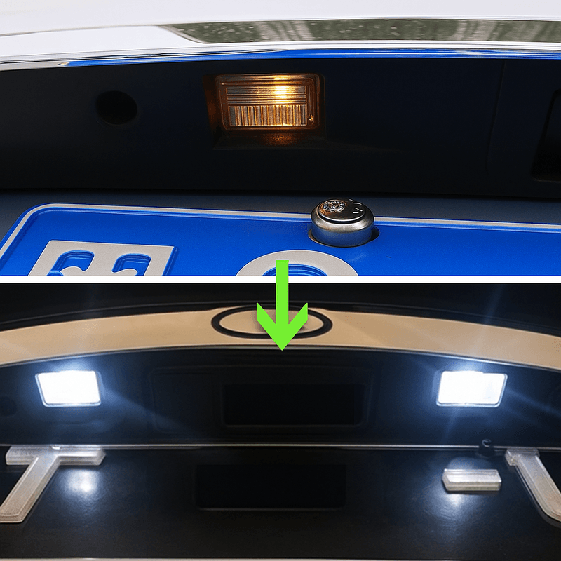 Auto si Moto - Electrice auto - Iluminare si semnalizare - Lumini ambientale - Set 2 Lampi LED Numar Auto Mercedes Benz W204 W221 W212 W222 BRABUS 18LED 2835 6500K Canbus, Fara Eroare - Infinity.ro