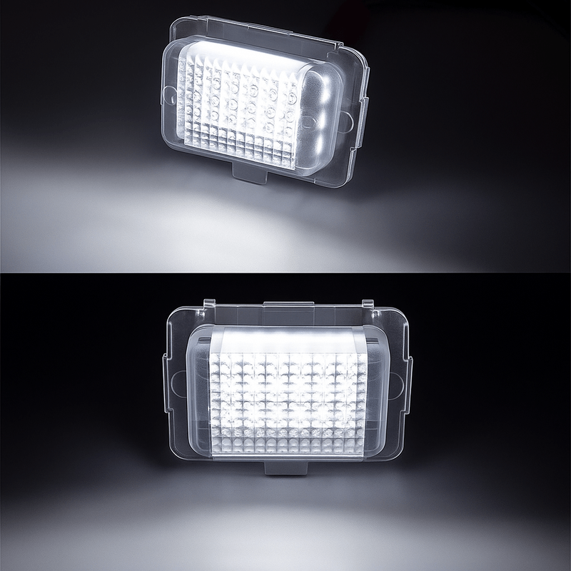 Auto si Moto - Electrice auto - Iluminare si semnalizare - Lumini ambientale - Set 2 Lampi LED Numar Auto Mercedes Benz W204 W221 W212 W222 BRABUS 18LED 2835 6500K Canbus, Fara Eroare - Infinity.ro