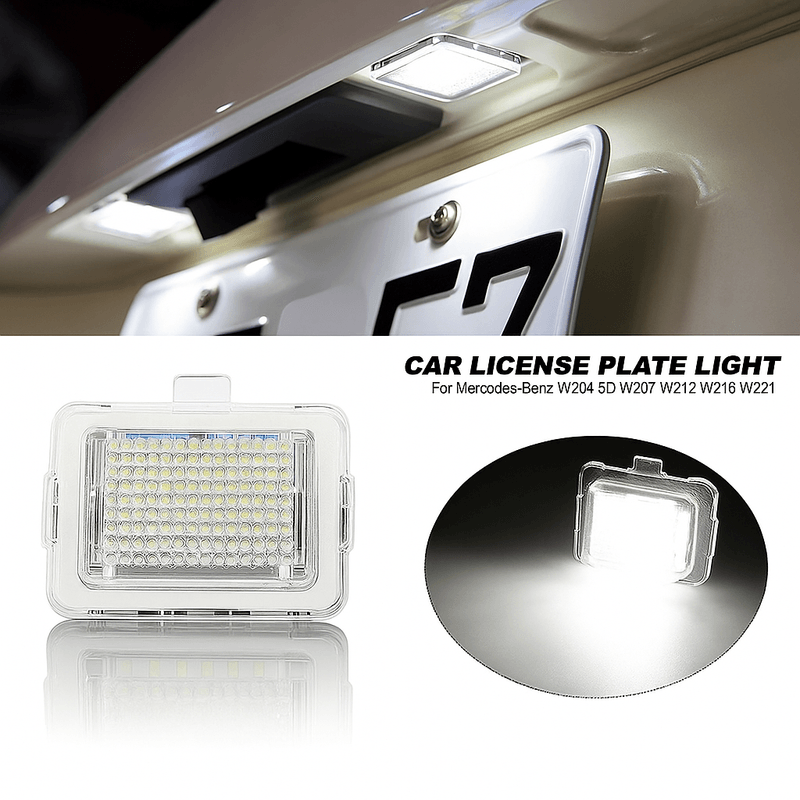 Auto si Moto - Electrice auto - Iluminare si semnalizare - Lumini ambientale - Set 2 Lampi LED Numar Auto Mercedes Benz W204 W221 W212 W222 BRABUS 18LED 2835 6500K Canbus, Fara Eroare - Infinity.ro
