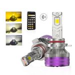 Auto si Moto - Electrice auto - Iluminare si semnalizare - Becuri auto - Set 2 Becuri Auto HIR2 9012 LED CSP 160W 3000K 4300K 6500K Galben-Alb Reglabil Din Aplicatie, 16000LM Canbus Fara Eroare - Infinity.ro