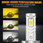 Auto si Moto - Electrice auto - Iluminare si semnalizare - Becuri auto - Set 2 Becuri Auto HIR2 9012 LED CSP 160W 3000K 4300K 6500K Galben-Alb Reglabil Din Aplicatie, 16000LM Canbus Fara Eroare - Infinity.ro
