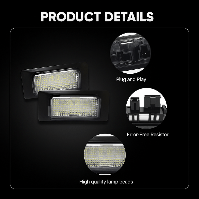 Auto si Moto - Electrice auto - Iluminare si semnalizare - Lumini ambientale - Set 2 Lampi LED Numar Inmatriculare Auto Canbus Compatibila Audi A1 A3 A4 A5 A6 A7 Q3 Q5 RS S-Line Lumina Alba - Infinity.ro