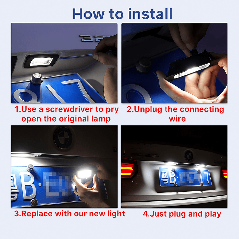 Auto si Moto - Electrice auto - Iluminare si semnalizare - Lumini ambientale - Set 2 Lampi LED Numar Inmatriculare Auto Canbus Compatibila Audi A1 A3 A4 A5 A6 A7 Q3 Q5 RS S-Line Lumina Alba - Infinity.ro