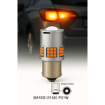 Auto si Moto - Electrice auto - Iluminare si semnalizare - Becuri auto - Bec LED Auto P21W BA15S 1156 cu Lupa si 60 LED-uri Culoare Portocaliu 3000K pentru Semnalizare CANBUS 12V, Putere 30W - Infinity.ro